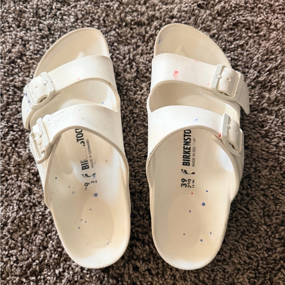 Birkenstock Cream Kids' Arizona EVA Sandals with Multicolor Speckles